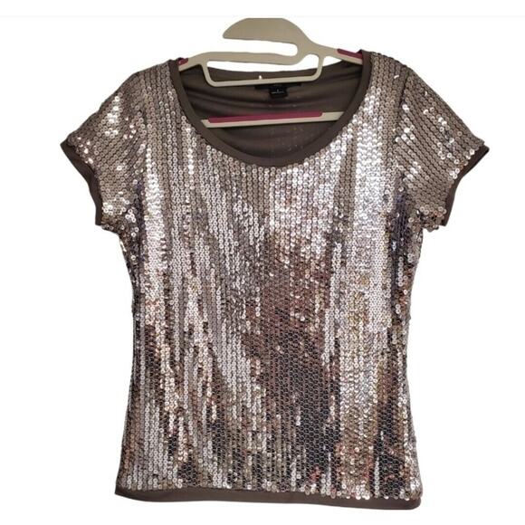 Women's August Silk Silver Sequins Blouse | Size Small - Picture 1 of 7